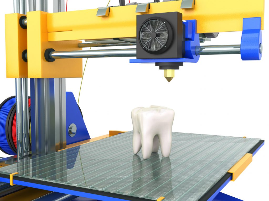 3d tooth printer 3d render on white background no shadow