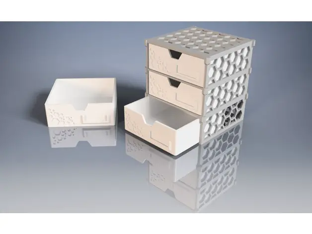 Modular Drawer-Box with Hexagonal Pattern